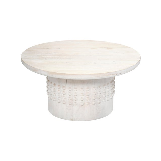 Wood Studded Coffee Table, White Washed Wood For Sale - Image 7 of 7