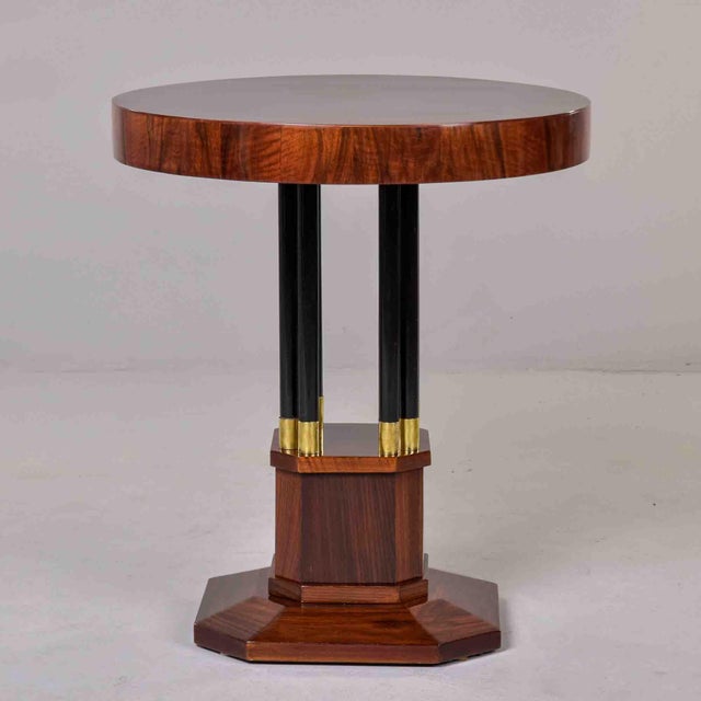 Art Deco Art Deco Mahogany Center Table With Ebonized Column Base and Brass Trim For Sale - Image 3 of 10