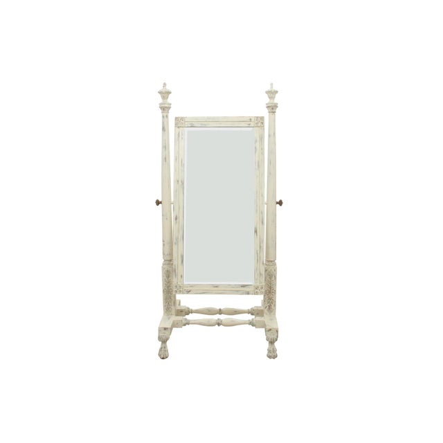 Solid Wood Carved Cheval Mirror in Antique White Chairish