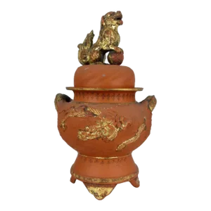 Early 20th Century Tokoname Redware Dragon Urn