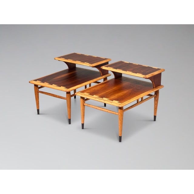 Mid-Century Modern Restored Pair of Lane Acclaim Rectangular Step End Tables For Sale - Image 3 of 14