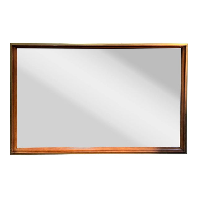 1950s John Widdicomb Cherry Wood and Brass Mirror (Signed) For Sale