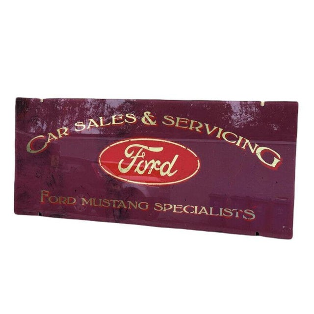 Gold Ford Mustang Glass Garage Shop Sign For Sale - Image 8 of 8