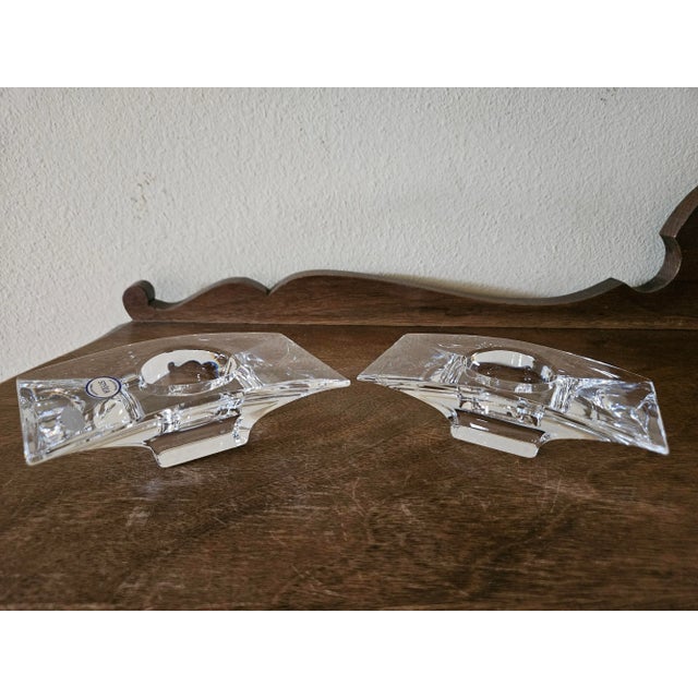 Late 20th Century Pair of Nambe Crystal Planar Votive Candle Holders For Sale - Image 9 of 12
