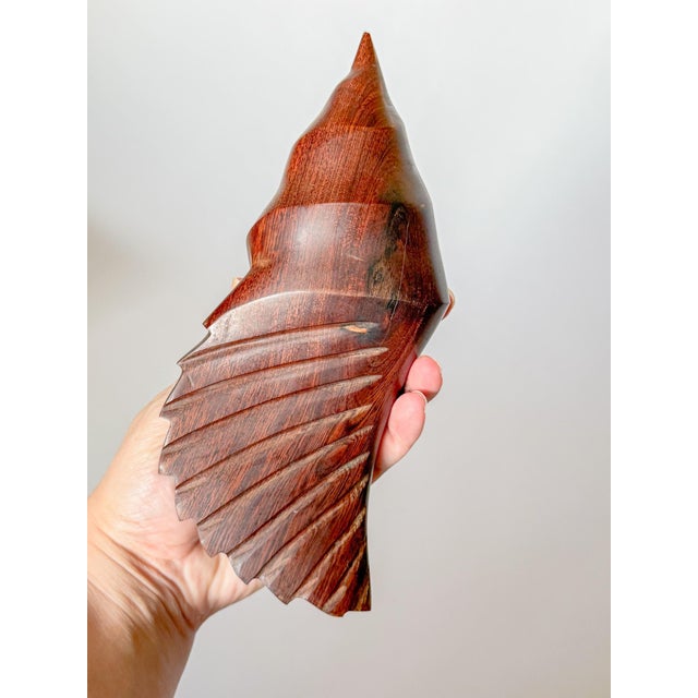 Late 20th Century Vintage Large Carved Ironwood Conch Shell Sculpture Objects, a Pair For Sale - Image 5 of 16