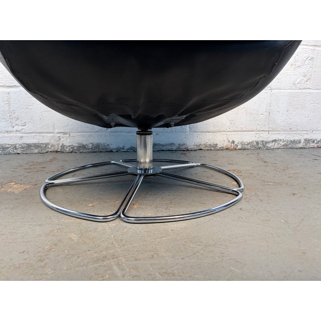 Pair of Vintage Black Leather Swivel Chairs For Sale - Image 11 of 14