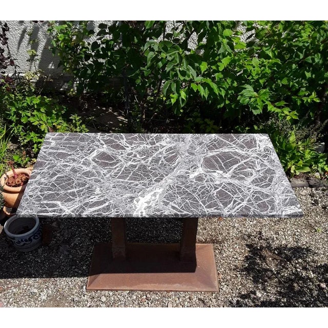 Antique German Art Nouveau Garden Table with Marble Plate, 1890s For Sale - Image 5 of 8