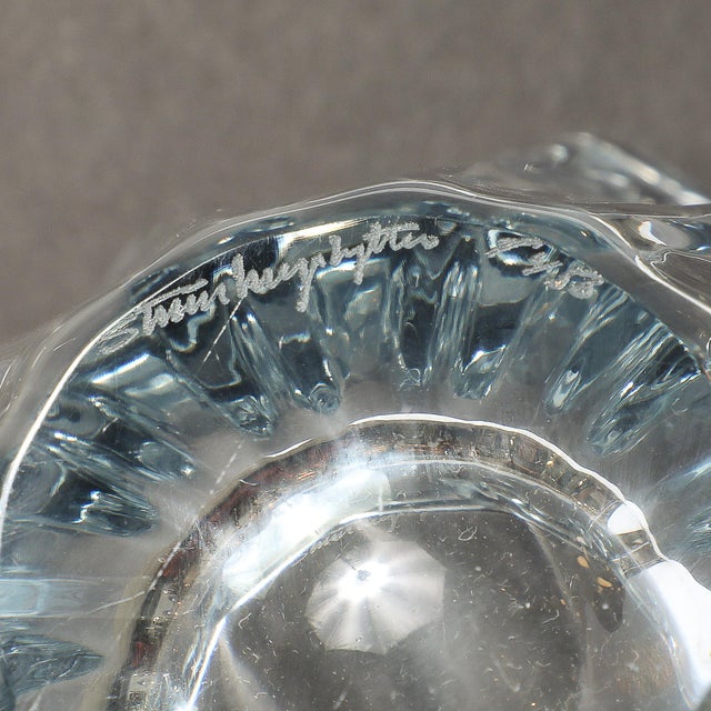 Mid-Century Modern Strombergshyttan Blue Crystal Fluted Glass Bowl For Sale - Image 10 of 10