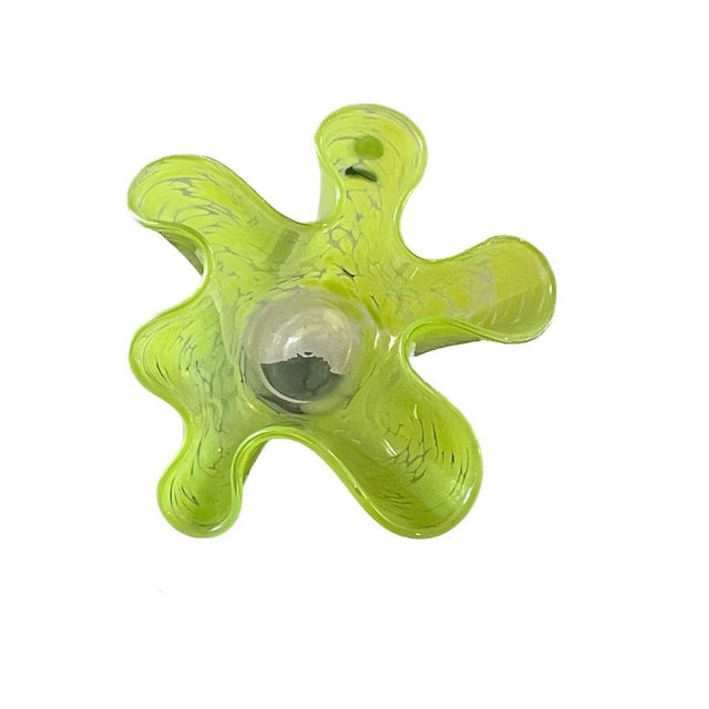 1980s Handmade Polish Art Glass Vase, Chartreuse Studio Glass, Circa 2000 For Sale - Image 5 of 6