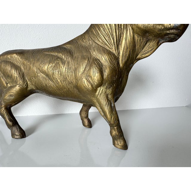 Vintage Solid Brass Bull Sculpture For Sale - Image 4 of 10
