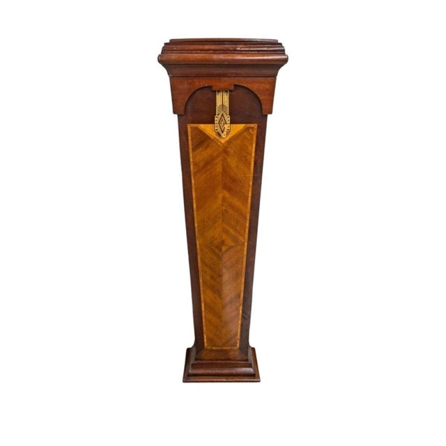 Art Deco Art Deco Mahogany and Satinwood Marquetry Inlaid Pedestal, Circa 1930s For Sale - Image 3 of 5