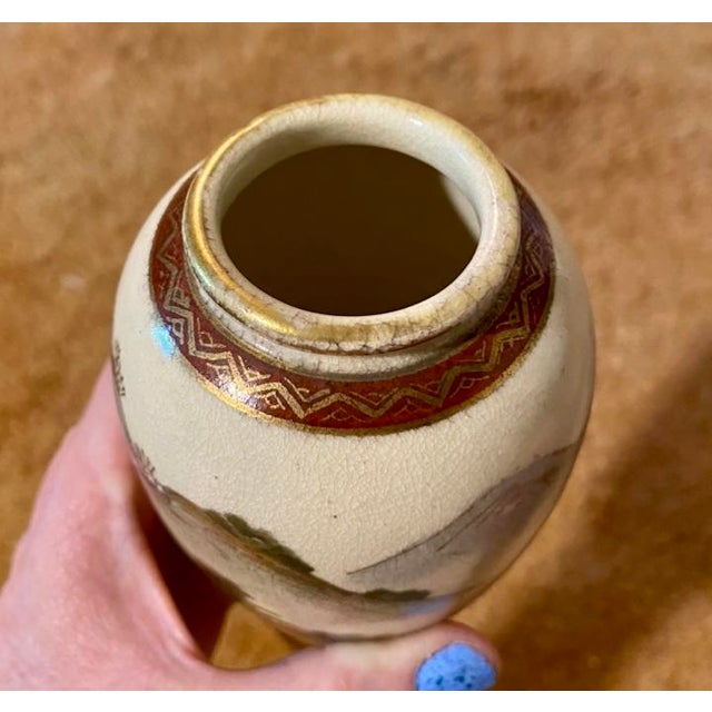 Antique White 1970s Japanese Satsuma Pottery Vase For Sale - Image 8 of 8