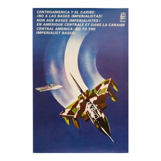 1991 Cuban Poster, Central America: No to the Imperialist Bases!, by Ospaaal, G. Acosta For Sale