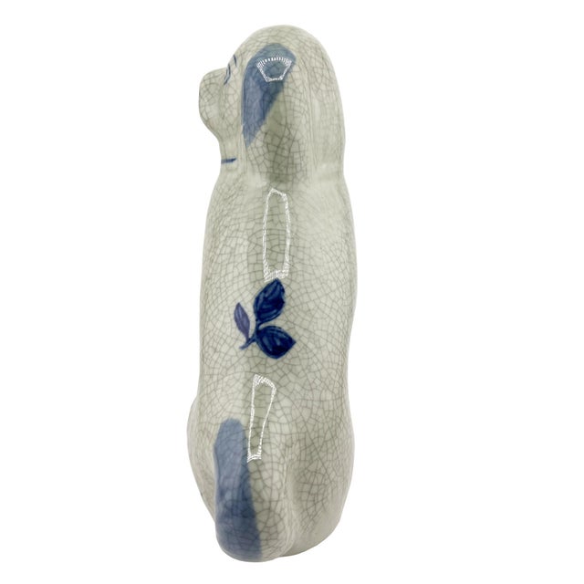 Delft Blue Style Crackle Glazed Staffordshire Dog Figure, Mid 20th Century Ceramic For Sale In Oklahoma City - Image 6 of 9