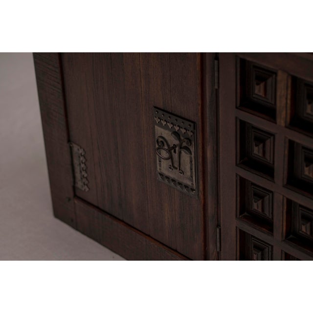 French Brutalist Sideboard in Oak, 1970s For Sale - Image 4 of 18