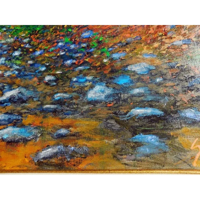 2010s James Scoppettone "Mystic Creek in Autumn"Original Oil Painting on Canvas Framed For Sale - Image 5 of 8