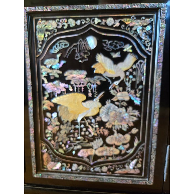 Wood Vintage Korean Low Scholars Cabinet With Mother-of-Pearl Inlay For Sale - Image 7 of 9