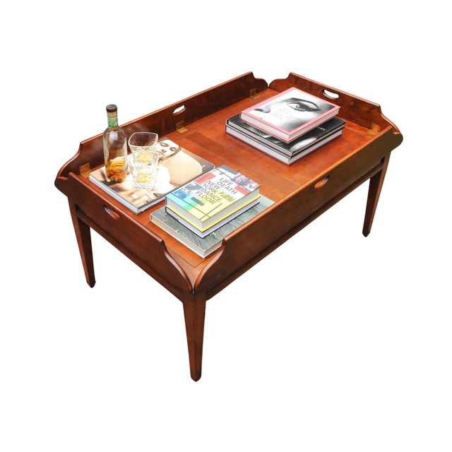Campaign Mahogany and Brass Butlers Coffee Table by Kennedy Furniture for Harrods For Sale - Image 9 of 12
