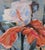 Original Framed Textured Red White Flowers Lilies Painting on Canvas. For Sale - Image 4 of 4