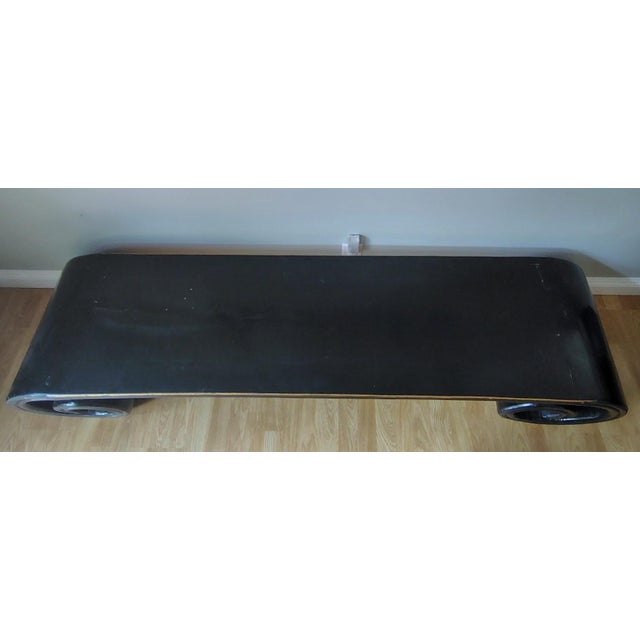 Early 20th Century Antique Chinese Bench With Cushion and Scroll Legs, Early 20th Century Extra Large For Sale - Image 5 of 8