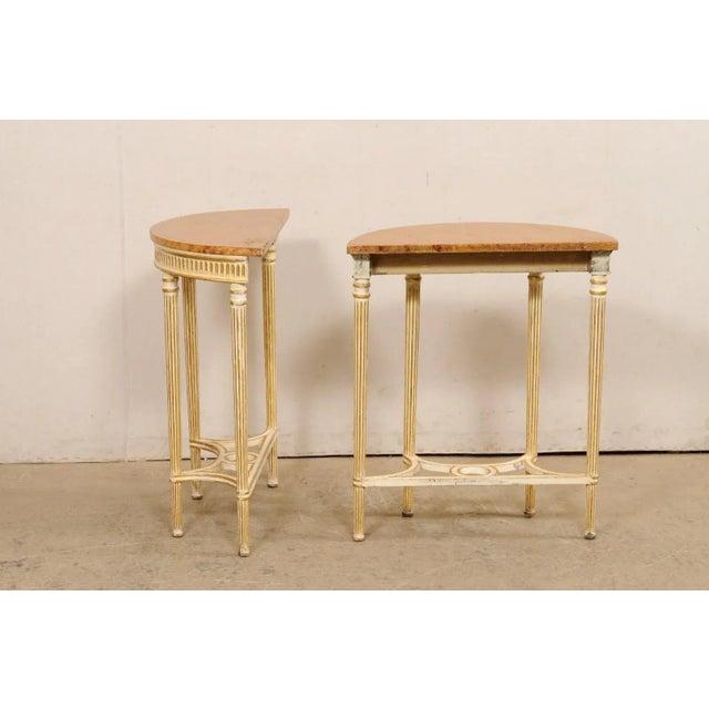 Early 20th Century Early 20th Century Italian Pair Antique Petite-Size Demi-Lunes For Sale - Image 5 of 11