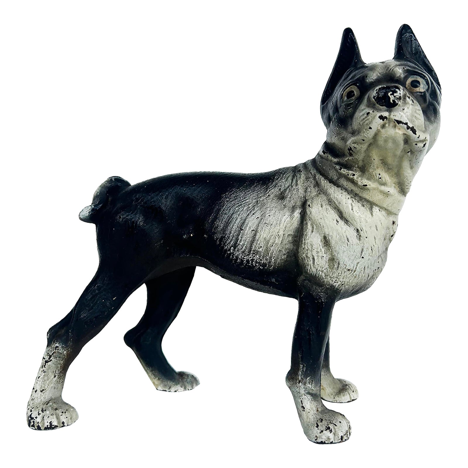 Vintage Cast Iron Boston Terrier Door Stop Sculpture | Chairish