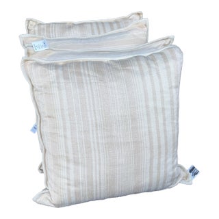 Ralph Lauren Throw Pillows Set of Four Brown Striped With Down Inserts New Old Stock For Sale