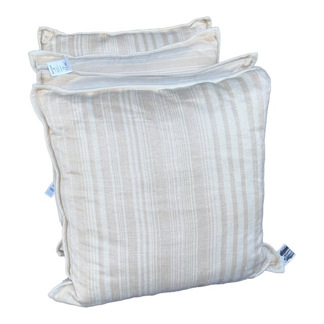 Ralph Lauren Throw Pillows Set of Four Brown Striped With Down Inserts New Old Stock For Sale