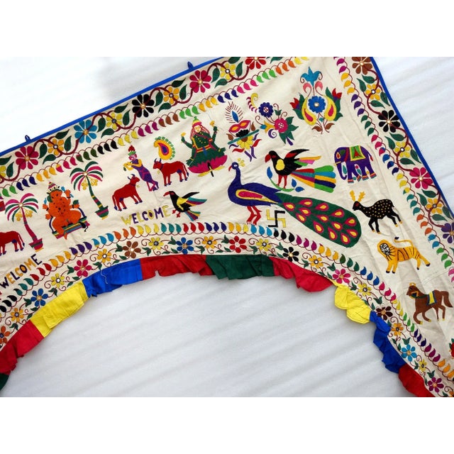 Vintage Door Valance Kutch Hand Embroidered Wall Hanging For Sale - Image 4 of 6