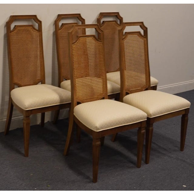 Neoclassical Set of 5 Century Furniture Italian Neoclassical Tuscan Style Cane Back Dining Side Chairs 251-511 For Sale - Image 3 of 12