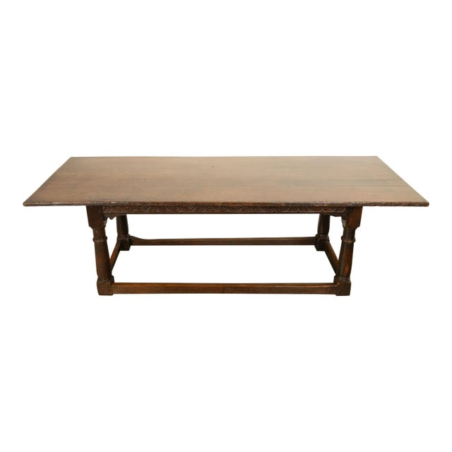 Wood Antique Charles II 17th Century Carved 8ft Oak Refectory Dining table 1680 For Sale - Image 7 of 12