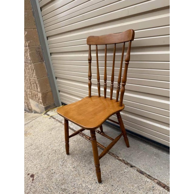 Set of Four Vintage Bistro Style Solid Maple Spindle Back Dining Chairs Solid wood frame, turned leg Sturdy and strong...