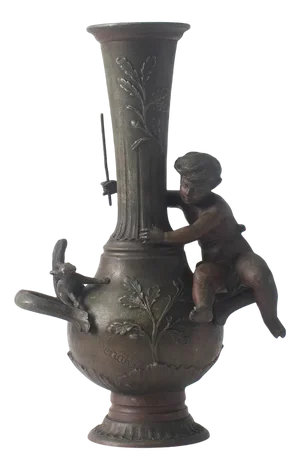 Antique Boy With a Squirrel Figural Vase by Ernest Ferrand