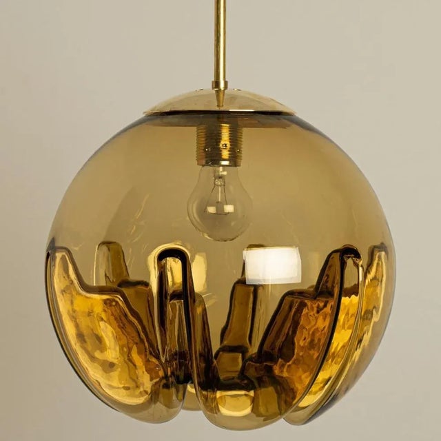 Gold Glass Bowl Pendant Light from Mazzega, Italy, 1970s For Sale - Image 8 of 18