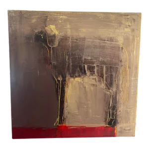 Abstract Dog Oil Painting by Sherri Belassen “Red Ground”