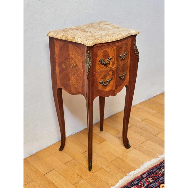 Inlaid Chest of Drawers with Marble Top For Sale - Image 3 of 10