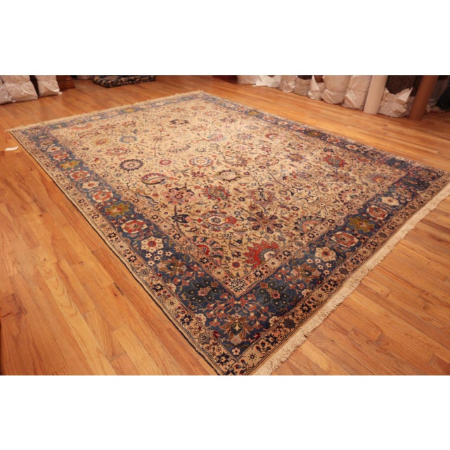 Aged to Perfection Antique Persian Tabriz Rug with Celestial Border, Country of Origin: Persia, Circa Date: 1920