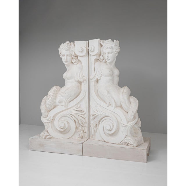 Sculpture Materials 20th Century French Pair Of Plaster Sculptures Of Mermaids For Sale - Image 7 of 12