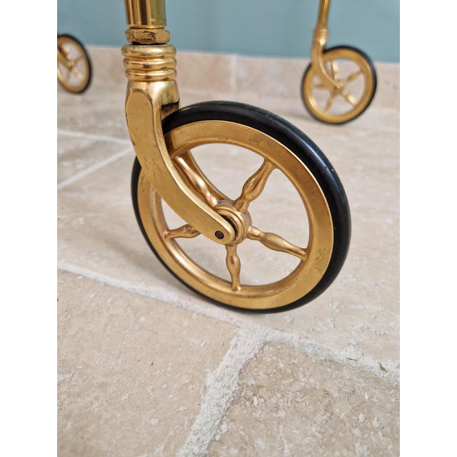 Mid-Century Modern Mid-Century Rolling Serving Cart in Openwork Brass and Glass, 1960s For Sale - Image 3 of 9