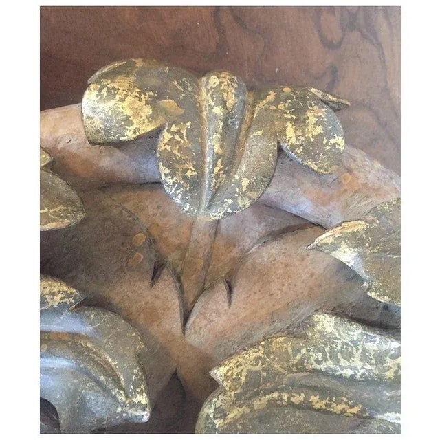 Large Neoclassical Acanthus Leaf Carved & Gilt Wood Ceiling Medallion for Lantern or Chandelier Carving Signed & Dated 1933 For Sale In New York - Image 6 of 13