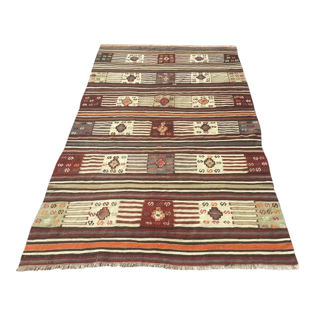 Nomadic Kilim Rug - 58" X 93" For Sale