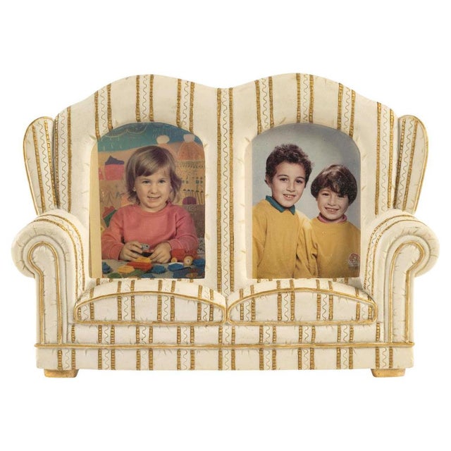 Cream Resin Photo Frame for Two Photos, 1960s For Sale - Image 8 of 8