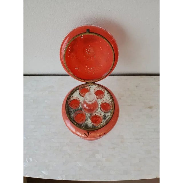 Glass Antique Czech Bohemian Art Glass Coralene Tantalus For Sale - Image 7 of 11