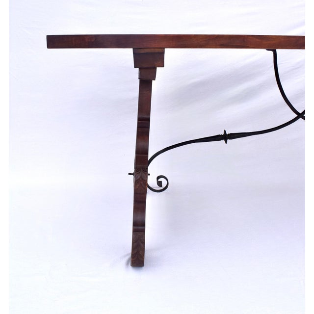 Spanish Colonial Dining Table, Hand-Carved Oak & Iron, Early 20th C. For Sale - Image 12 of 18