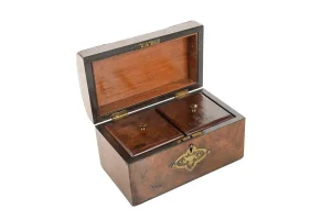 19th Century English Walnut Domed Top Tea Caddy
