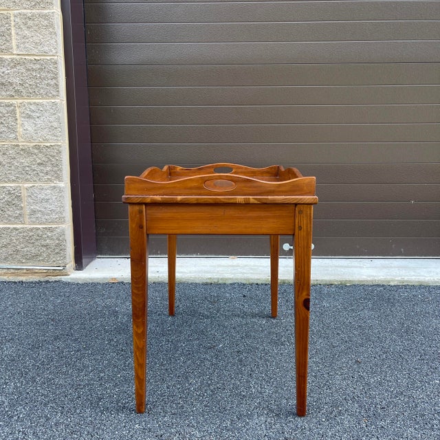 Vintage Ethan Allen Country Craftsman Rustic Pine Butler's Side Table