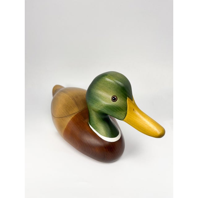Wood Large Vintage Hand Carved 14" Wood Mallard Duck Decoy by Hummel Woodworking For Sale - Image 7 of 13
