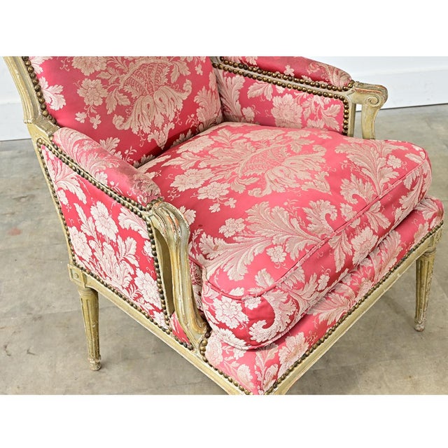 French 19th Century Painted and Upholstered Bergere For Sale - Image 14 of 14