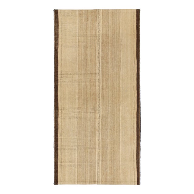 Beige 1950s Vintage Persian Kilim in Beige With Brown Border Stripes by Rug & Kilim For Sale - Image 8 of 8