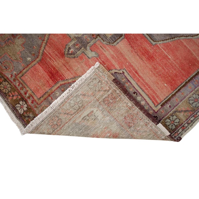 Distressed Area Rug Hand Knotted Muted Color Oushak Medallion Rug - 3'6'' X 6'8'' For Sale - Image 10 of 14